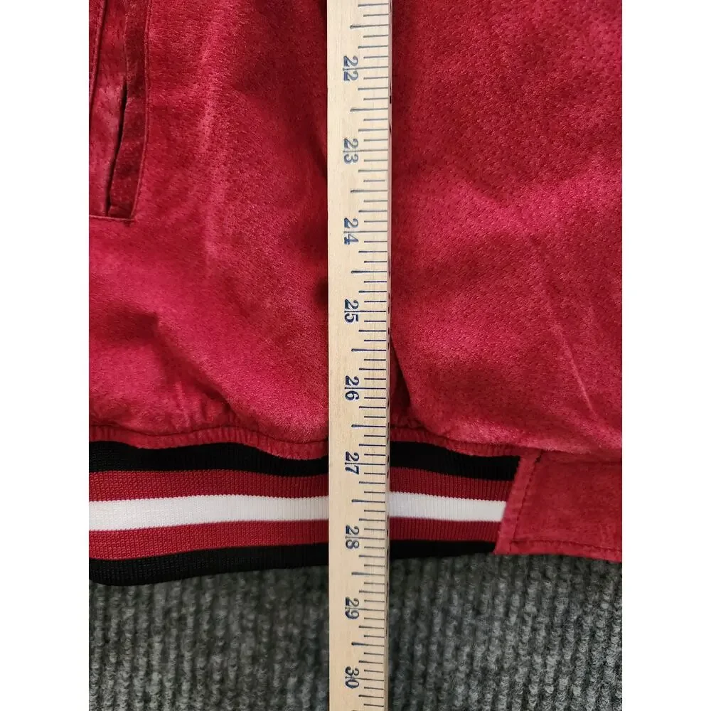 Arkansas Razorbacks XXL Red Gray Leather Suede Quilted Bomber Jacket Collegiate